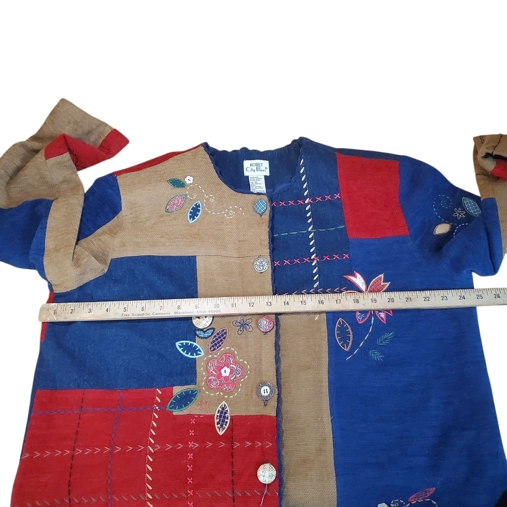 Vntg Koret Multicolor Patchwork Cardigan. 80s 90s. XL. H109 - Picture 7 of 10